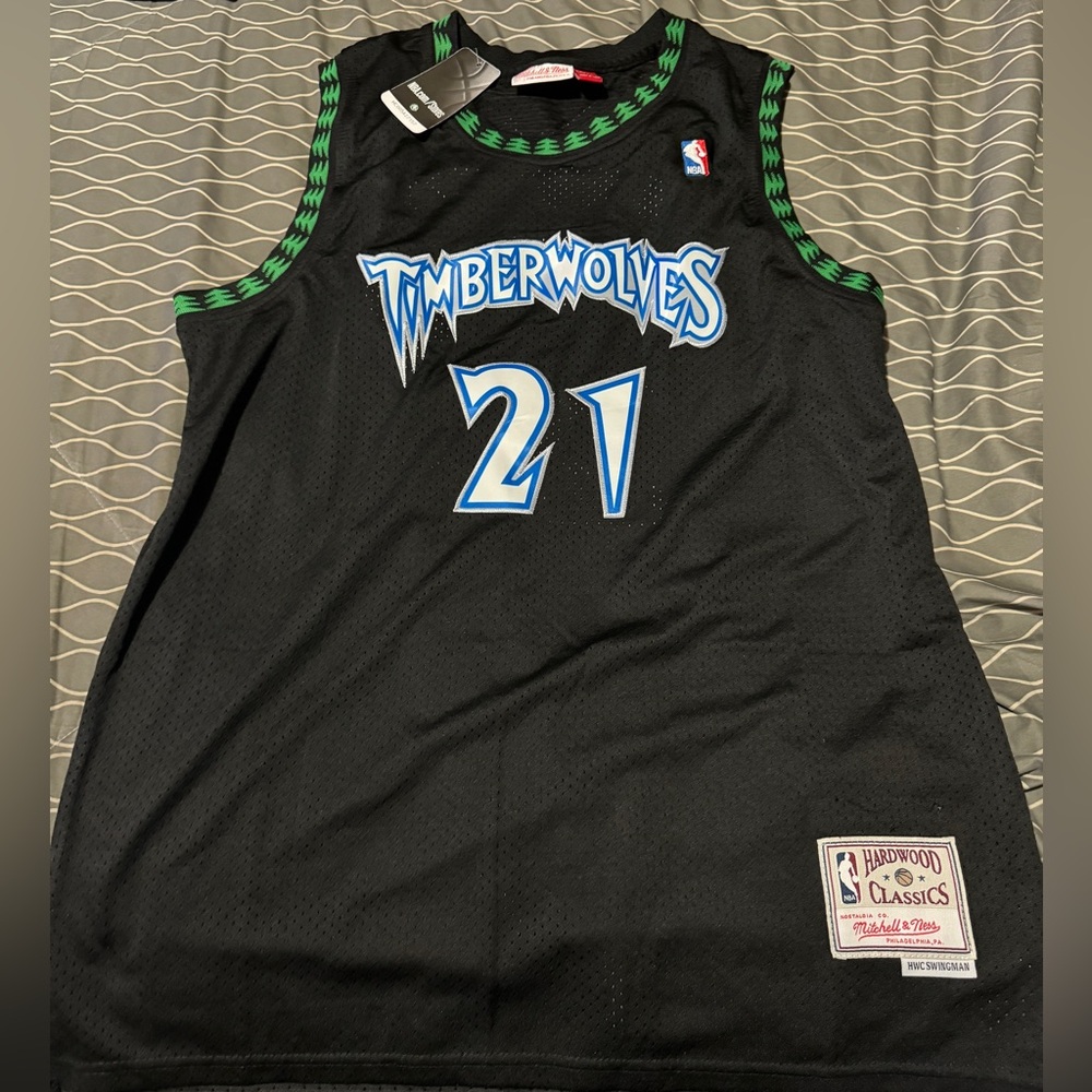 Kevin Garnett Timberwolves Black Mitchell & Ness HWC NBA Basketball Jersey